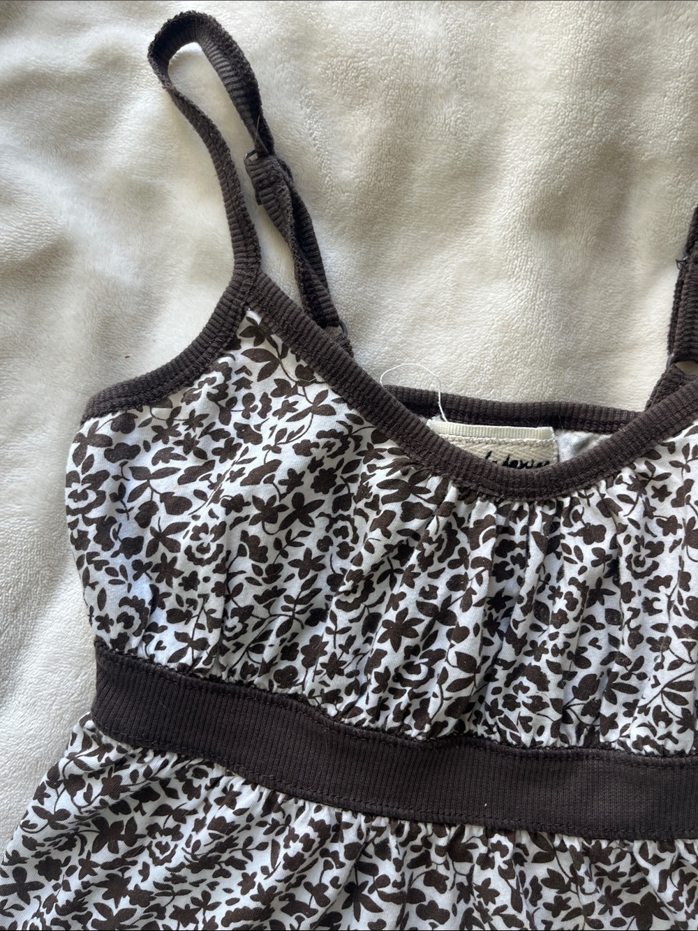 2004 Y2K Urban Behavior Brown and White Floral Camisole Chemise - Picture 12 of 13